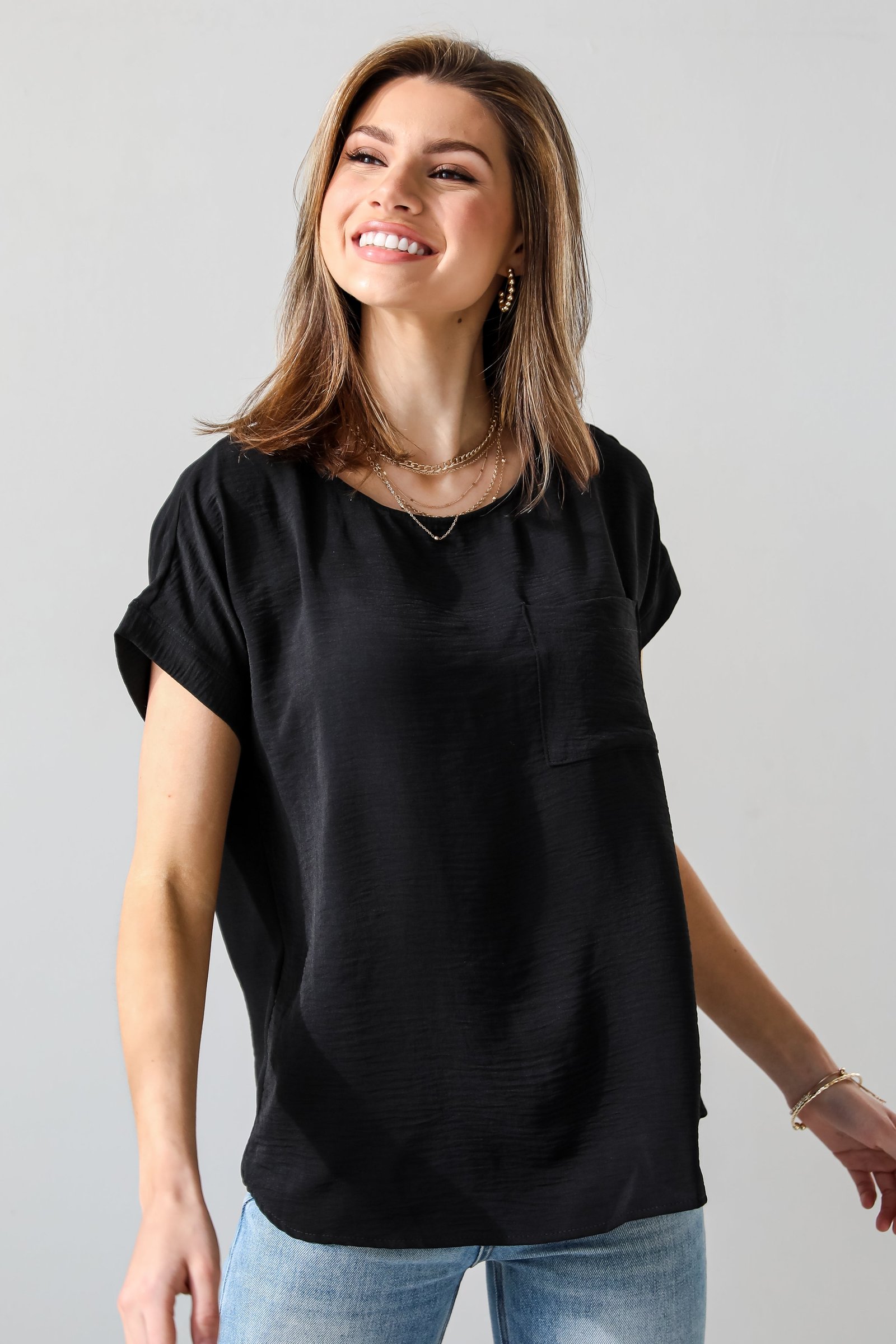 Amelia Black Oversized Blouse GG13