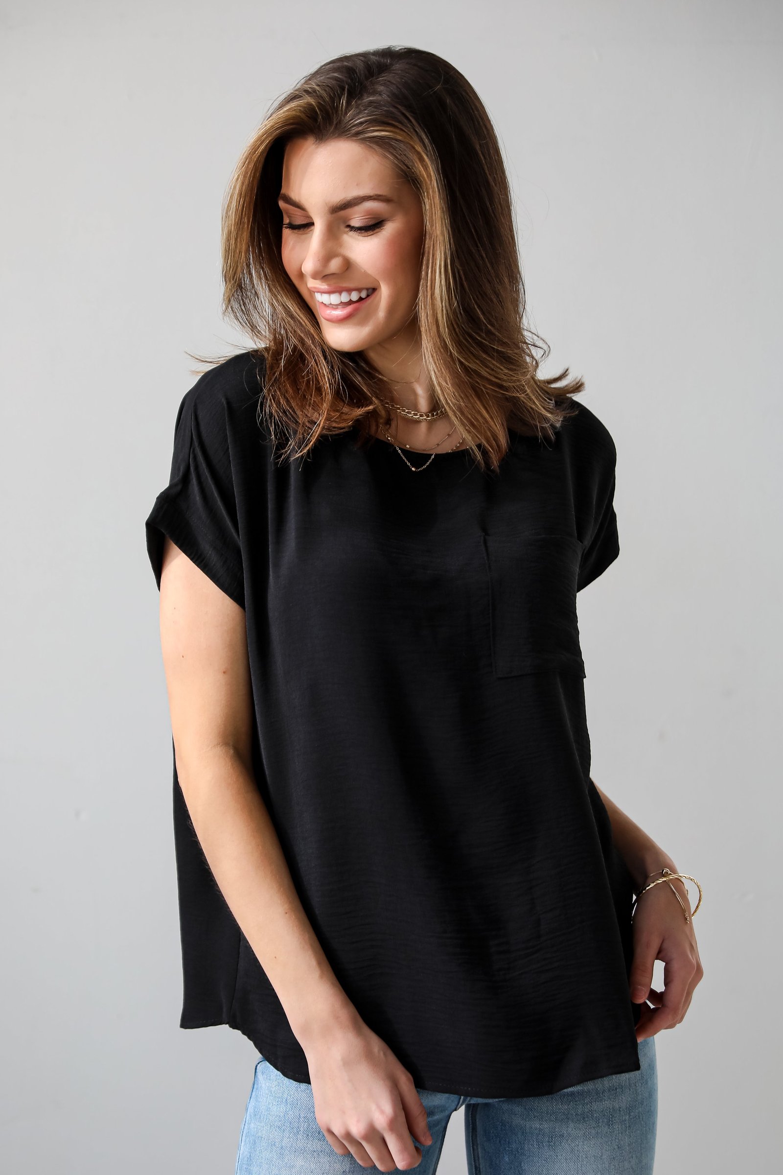 Amelia Black Oversized Blouse GG13