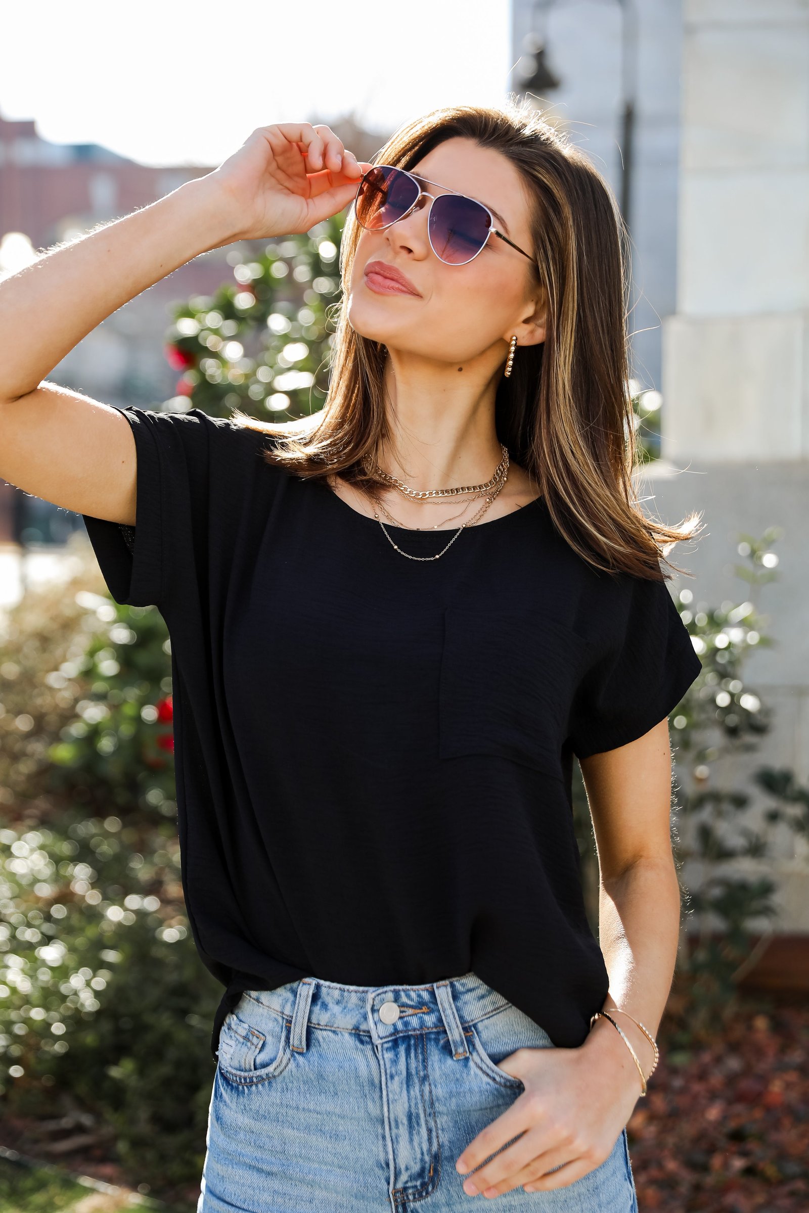 Amelia Black Oversized Blouse GG13