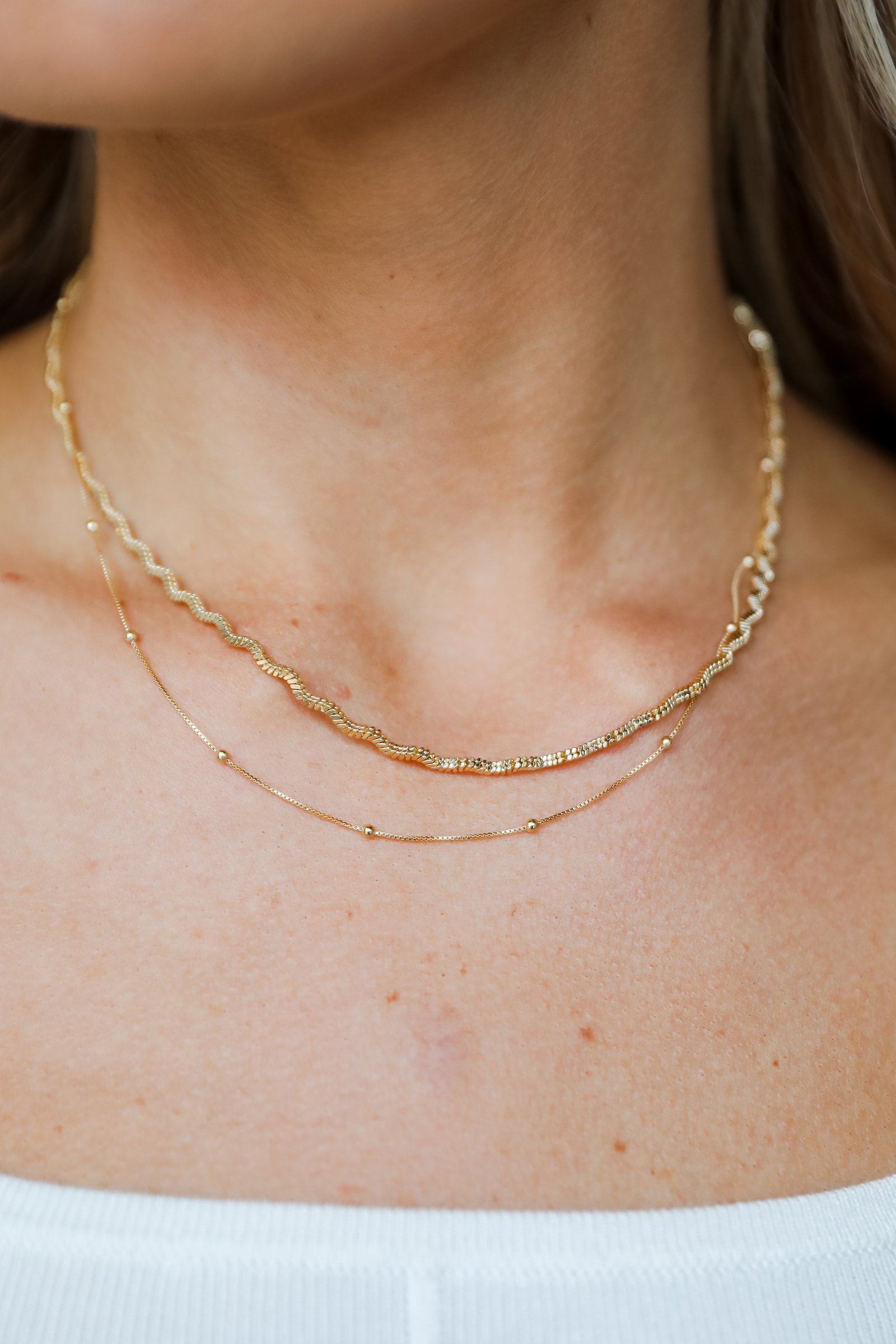 Aubree Gold Layered Chain Necklace GG6